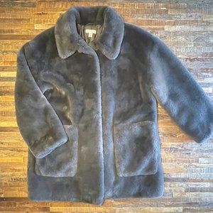 TOPSHOP l Charcoal Faux Fur l Teddy Bear Coat l Size 12
